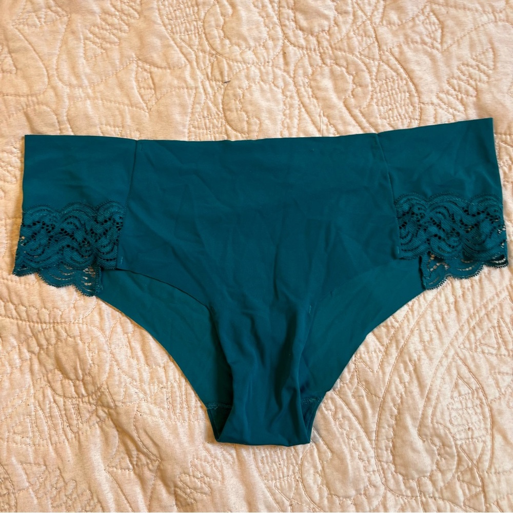 auden satin teal lace side panties size xl